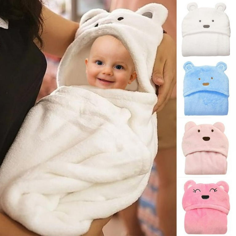 American Soft Linen Baby Hooded Bath Towel Set, 100% Cotton Soft Fluffy Baby Hooded Shower Towels