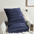 thumbnail image 4 of Cheer Collection Decorative Faux Fur Throw Pillows 24" x 24", Set of 2 - Blue, 4 of 5