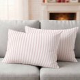 thumbnail image 2 of Lumbar Pillow Covers 20x12 Inch Set of 2, Pink Vertical Striped Waterproof Outdoor Pillow Covers, Farmhouse Thin Line Stripes Decorative Cushion Pillowcases for Couch, Sofa, Bed, Garden, Patio, 2 of 9