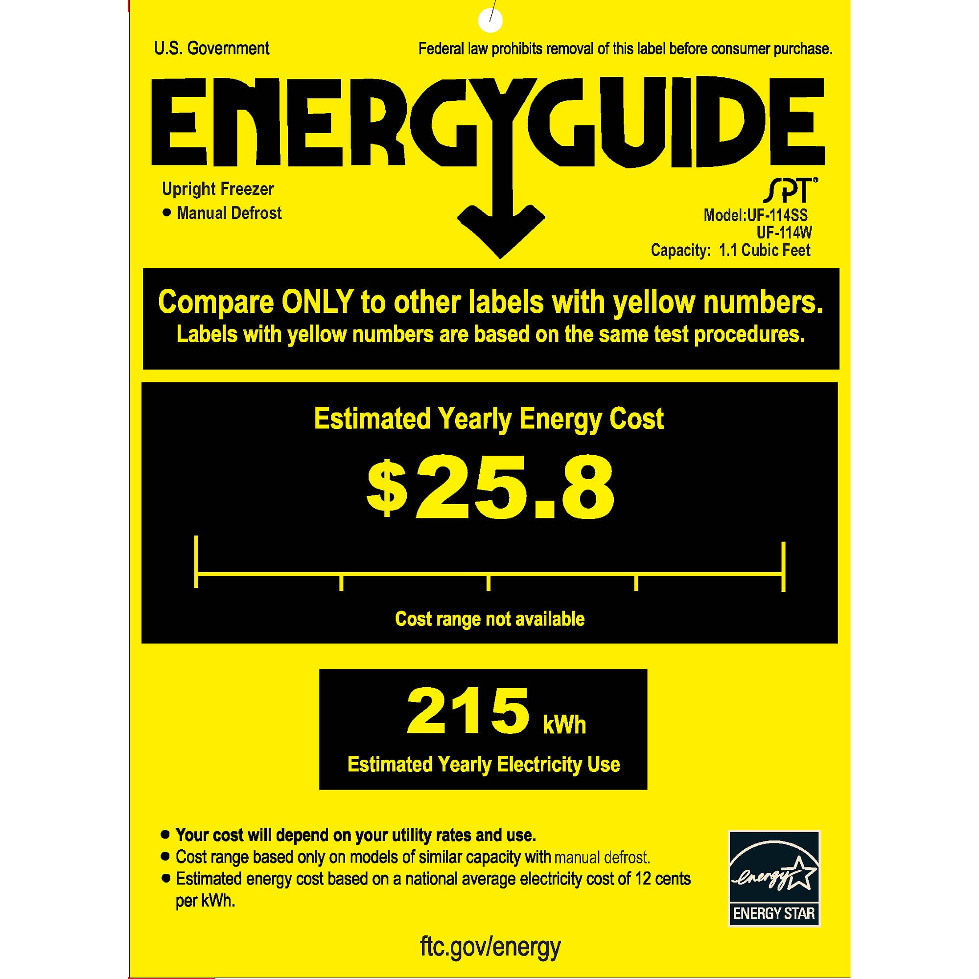 UF-114SS: 1.1 Cu. Ft. Upright Freezer in Stainless Steel - Energy Star