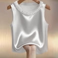 thumbnail image 2 of DHFJKG Silk Satin Tank Tops For Women Pearl Scoop Neck Summer Sleeveless Camisole Basic Blouses Work Dressy Clothes Trendy Top, 2 of 4