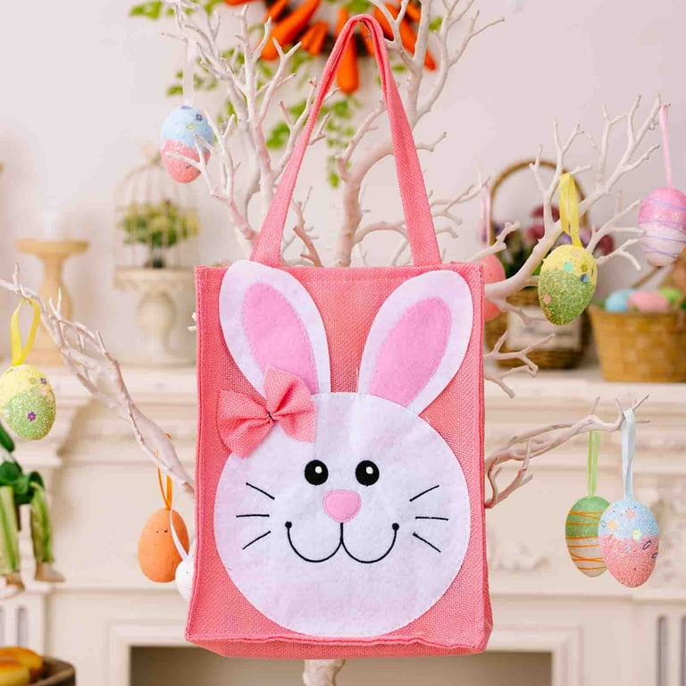 Aihimol Rabbit Tote Bag Easter Bunny Baskets Rabbit Gifts Easter Cookie Bags Easter Bags for Egg Easter Backet Gift Bags Candy Packing Bags Jewelry