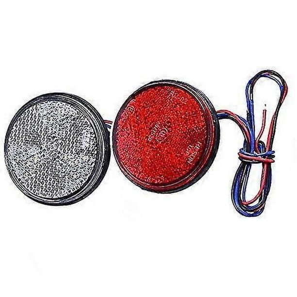 Pack Trailer Tail Lights, Round Led Rear Brake Lights For Car, Motorcycle, Truck (red And White)