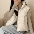 thumbnail image 5 of Htigea Womens Cropped Padded Vest Zip Up Stand Collar Sleeveless Jackets Lightweight Fall Winter Coats with Pockets White M, 5 of 8