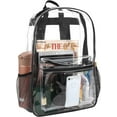thumbnail image 3 of 24 Pack of Bulk Wholesale Heavy Duty 17 Inch Clear Transparent Color Trimmed Stadium Approved Backpacks in Black, 3 of 8