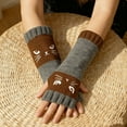 thumbnail image 3 of Tupukom Women's Knitted Fingerless Gloves with Cute Cat Embroidery,Cat Embroidery Splicing Knitted Gloves for Women, 3 of 8