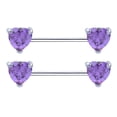 thumbnail image 2 of 2 piezas par de acero inoxidable barra de barra recta corporal calibre 14 con de de imitación de corazón protector de ón Púrpura Zulema Anillo de pezón de acero inoxidable, 2 of 8