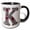 Black/White, variant on 3drose, Pretty Image of Ruby Jeweled Monogram Letter K, 11oz Magic Transforming Mug