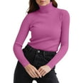 thumbnail image 6 of TrdSipl Women Turtleneck Shirts Casual Long Sleeve Pullover Sweater Warm Mock Neck Knitted T-Shirt 2025 Winter Slim Fit Basic Top Hot Pink XL, 6 of 6