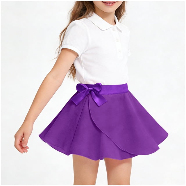 Falda de verano para niños con lazo, suelta, lisa, para deportes de ocio, corta, de poliéster