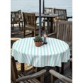 thumbnail image 2 of Outdoor Tablecloths with Umbrella Hole & Zipper, Thin Aqua Striped Round Tablecloths 60 Inch, Farmhouse Modern Stripes Waterproof Table Cloth, Patio/Pool/Picnic Table Covers, 2 of 8