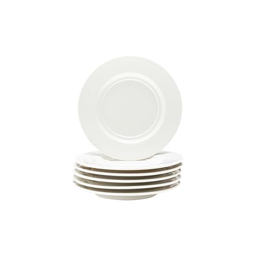 Vikko Appetizer Plate, Set of 6 Restaurant Style 6" Round Saucer Plates, Fine Porcelain Dessert Plate, Dishwasher Safe