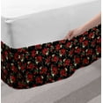 thumbnail image 2 of Red and Black Bed Skirt, Shabby Form Garden Farm Flowers Leaves Roses and Violets Design, Elastic Bedskirt Dust Ruffle Wrap Around for Bedding Decor, 4 Sizes, Red Black Olive Green, by Ambesonne, 2 of 2