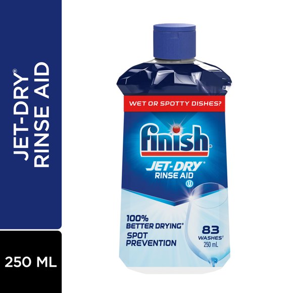Finish Jet Dry Dishwasher Rinse Aid for Shinier and Dryer dishes, Spot prevention, 250 mL