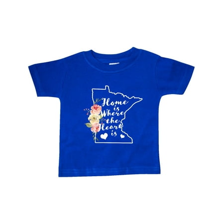 

Inktastic Minnesota Home is Where the Heart is with Watercolor Floral Gift Baby Boy or Baby Girl T-Shirt