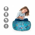 thumbnail image 2 of Folk Storage Toy Bag Chair, Ethnic Russian Pattern in Flowers Swallow Birds and Horses Traditional Ethnic, Stuffed Animal Organizer Washable Bag, Small Size, Sea Blue Multicolor, by Ambesonne, 2 of 3