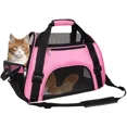 thumbnail image 2 of Pet Travel Carrier Portable Bag for Cats, Dogs, Kittens or Puppies, Collapsible, Durable, Airline Approved, Travel Friendly, Large Size, 21"L x 10"W x16"H, Pink, 2 of 4
