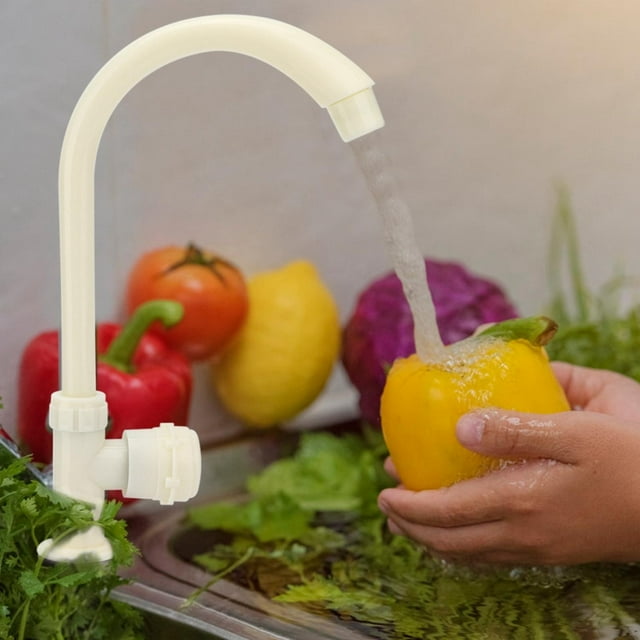 Filfeel Kitchen Water Faucet, /2in Plastic Vertical Water Tap Single Cold Rotating Kitchen Sink Faucet Plastic Water Faucet For Home Kitchen Washbasin Vegetable Sink Daily Use