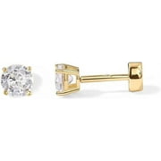 PAVOI 14K Yellow Gold Plated Solid 925 Sterling Silver Post Cubic Zirconia Flat Back Earrings for Women | Cartilage Earring | Helix Piercing Jewelry | Small 4 Millimeters Crystal Stud Earrings