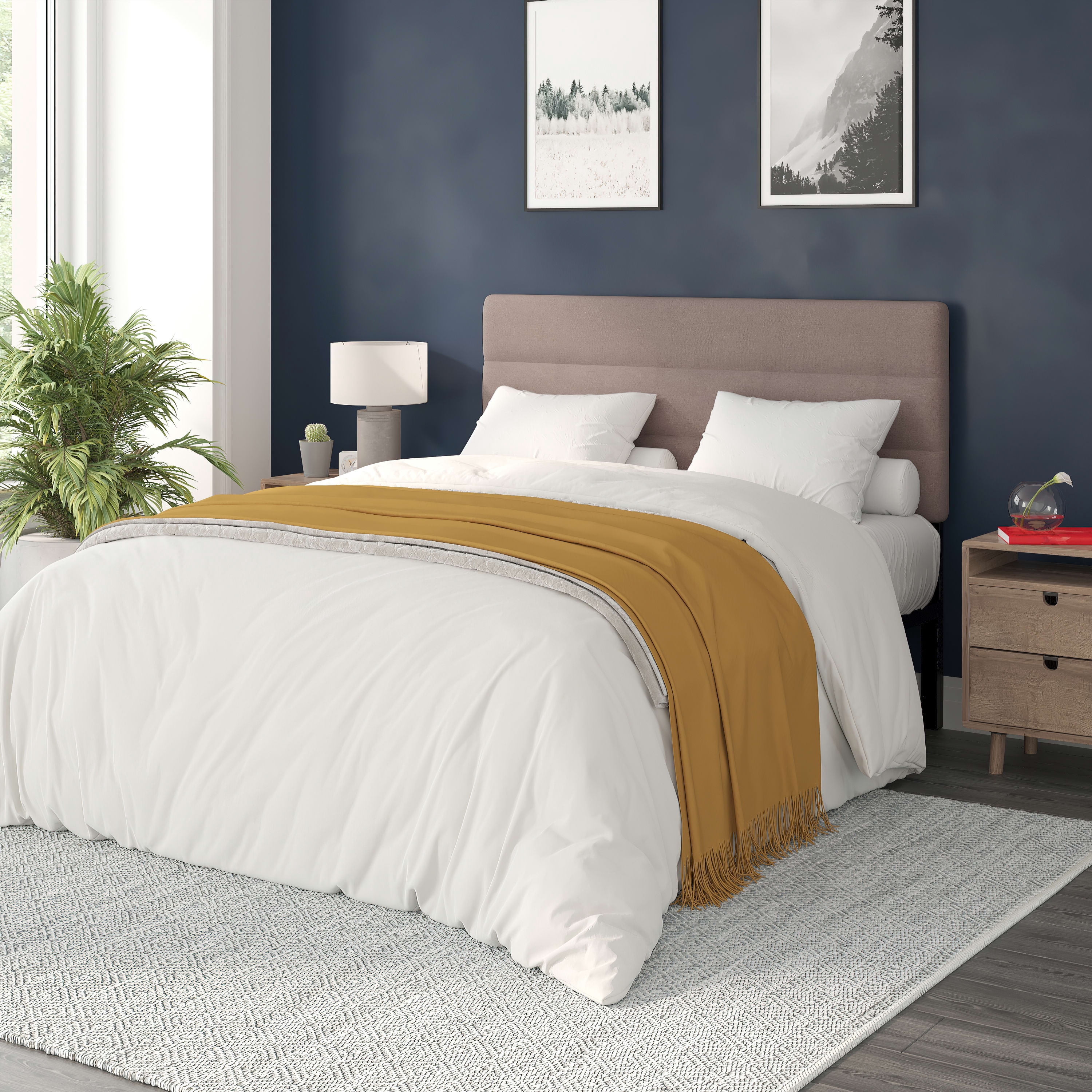 Flash Furniture Paxton Queen Modern Fabric Upholstered Headboard, Taupe