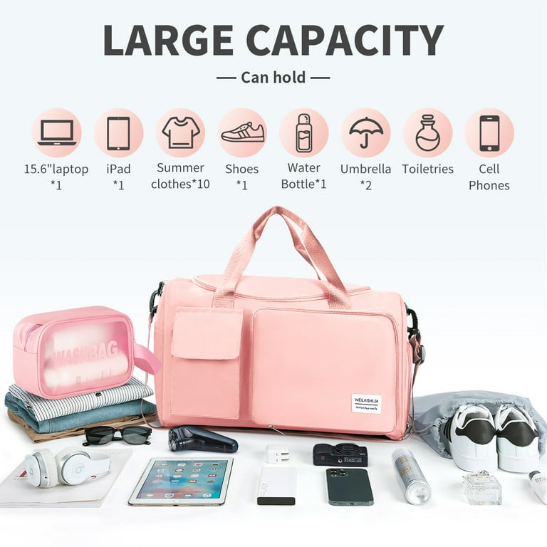 Gym Bag for Women, Duffle Bag with Toiletry Bag with Wet Pocket