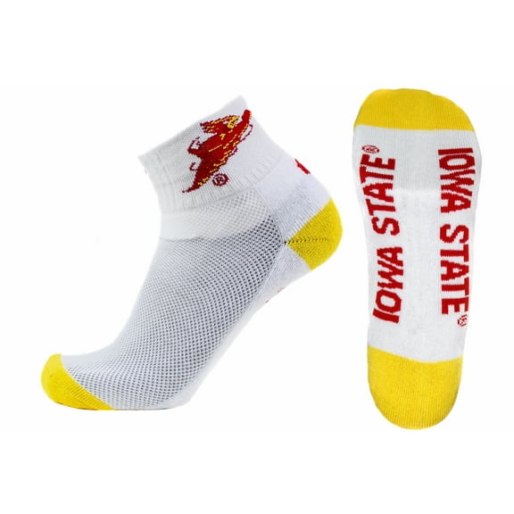 Iowa State Cyclones White Quarter yellow Heel Toe Sock - Donegal Bay - Unisex - One Size - Quarter