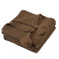 thumbnail image 2 of Wosthever Manta de sofá de punto suave con borla para cama, chal de siesta para oficina, funda decorativa para sofá Café, 2 of 6