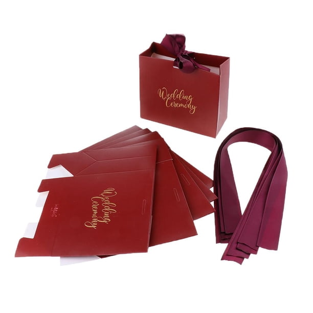 6pcs Caja de Caramelos Dulces con Cinta de Champán para Boda / Bautizo / / Cumpleaños, Material Papel Vino Tinto L