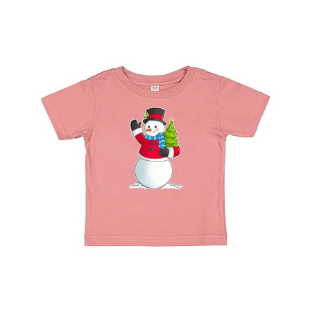 

Inktastic Snowman Holding Christmas Tree Gift Baby Boy or Baby Girl T-Shirt