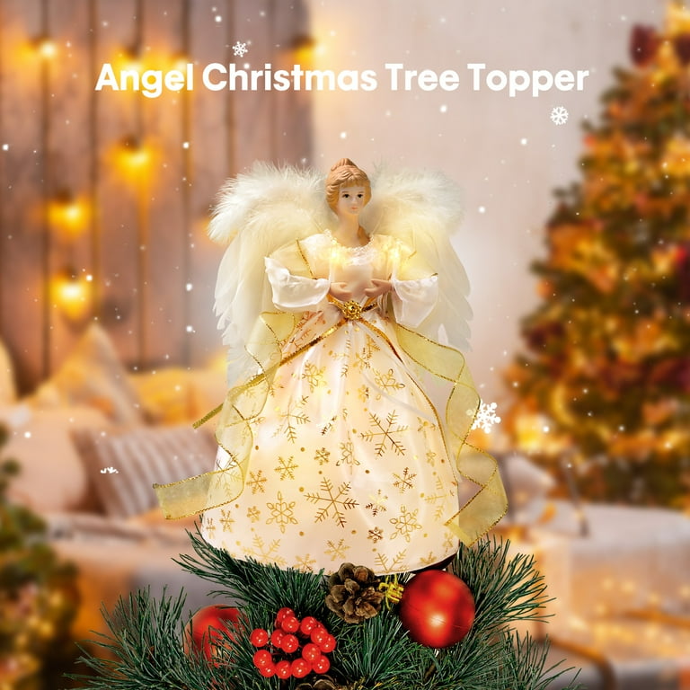 Ayieyill 12-Inch Angel Tree Topper, Lighted Xmas Vintage