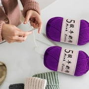 Soft Milks Cottons Yarn 5 Strands for Hand Knitting 50g,Worsted Handmade Thread,325m,1mm Thickness,Soft and Strong, Bright and Lustrous,Nice Materials for Making Shoes,Hats,Sweaters(Purple)