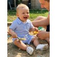 thumbnail image 4 of BemeyourBBs Newborn Baby Boy Summer Clothes Cute Infant Baby Boys 2 Pieces Outfit Short Sleeve Lapel Neck Striped Print Romper and Elastic Waist Pockets Shorts Set, 4 of 9
