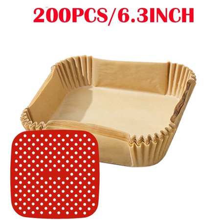 Paper for Air Fryer, Household Baking Oil Paper, 200Pcs Barbecue Oil Absorbing Paper, Square Paper Tray