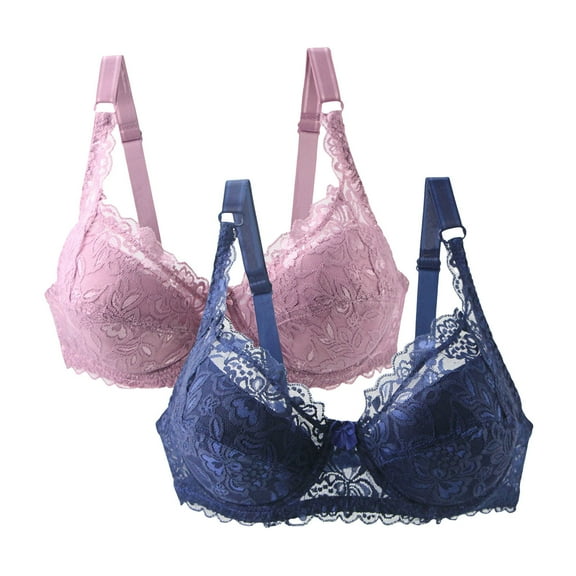 AINIYS 2PC Breathable Everyday Bras Floral Lace Cleavage Bra Sports Yoga Bra Secure Fit Bra for Women Lift and Support Push-Up Bra Bralette Pink M