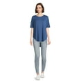 thumbnail image 4 of Time and Tru Women's and Women’s Plus Crewneck Tunic Tee with Short Sleeves, Sizes S-3XL, 4 of 5