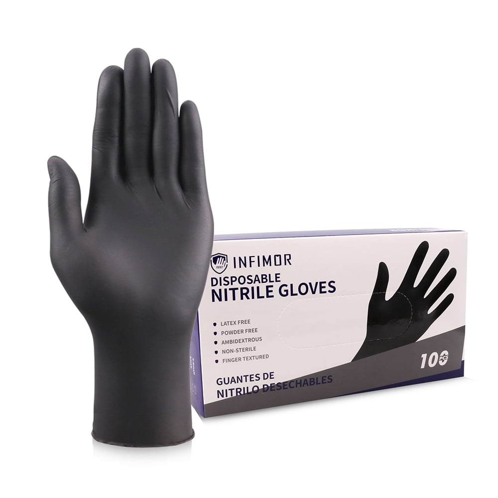 100pcs M-XL Black Disposable Nitrile Gloves/ tatto gloves 