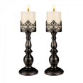 thumbnail image 1 of Candle holders for column candles gothic matt black vintage long candle holders set 2, 1 of 5