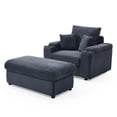 thumbnail image 5 of Oversized Accent Chair with Ottoman & Solid Wood Base, Single Sofa Chair with 26“W Large Seat and 8” Extra Wide Armrests, Modern Comfy Armchair Reading Chairs for Bedroom Living Room, Dark Grey, 5 of 6