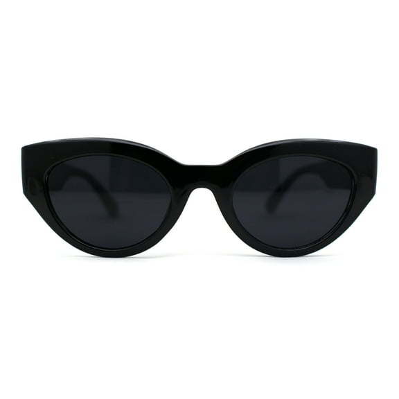 Womens Classic Mod Cute Cat Eye Plastic Sunglasses All Black