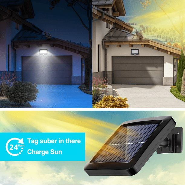 Lampes solaires d'extérieur étanches, applique murale à énergie solaire 56  LED avec détecteur de mouvement, angle d'éclairage de 120 ° Lampe solaire  de sécurité extérieure pour patio jardin 