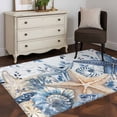 thumbnail image 3 of Area Rug for Living Room, Blue Starfish Coastal Non-Slip Indoor Large Carpet for Bedroom/Dining Room, Eucalyptus Summer Nautical Shell Washable Low-Profile Rectangle Floor Runner Rugs - 4 x 6 Ft, 3 of 8