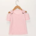 thumbnail image 4 of Gamivast Eyelet Tops for Girls 2025 Summer Trendy Cold Shoulder Eyelet Tops Sexy Hollow Out Short Sleeve T Shirts Loose Casual Vacation Tunic Tees Pink 6-8 Camiseta De Para Niños Clearance, 4 of 8
