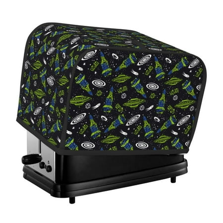 

KLL Space Rockets Print 2 Slice Toaster Dust Covers Kitchen Small Appliance Cover with 2 Pockets Can hold Jam Spreader Knife & Toaster Tongs (11.4 x 7.9 x 7.5)