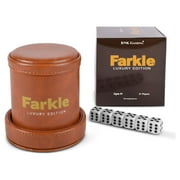 RNK Gaming Farkle Luxury Edition Game with Brown PU Leather Dice Cup