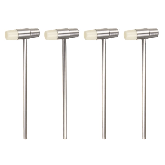 Unique Bargains 4pcsDouble Face Small Plastic Metal Hammer 5' Round Dual Head Multifunctional Mallet with Soft/Hard Tips, White