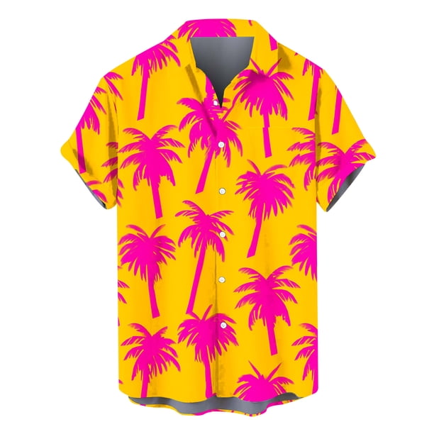 Camisa Hawaiana para los Hombres Impreso Collar de Solapa Camiseta de Manga Corta, Ligero Casual de los Hombres de las Camisas Hawaianas