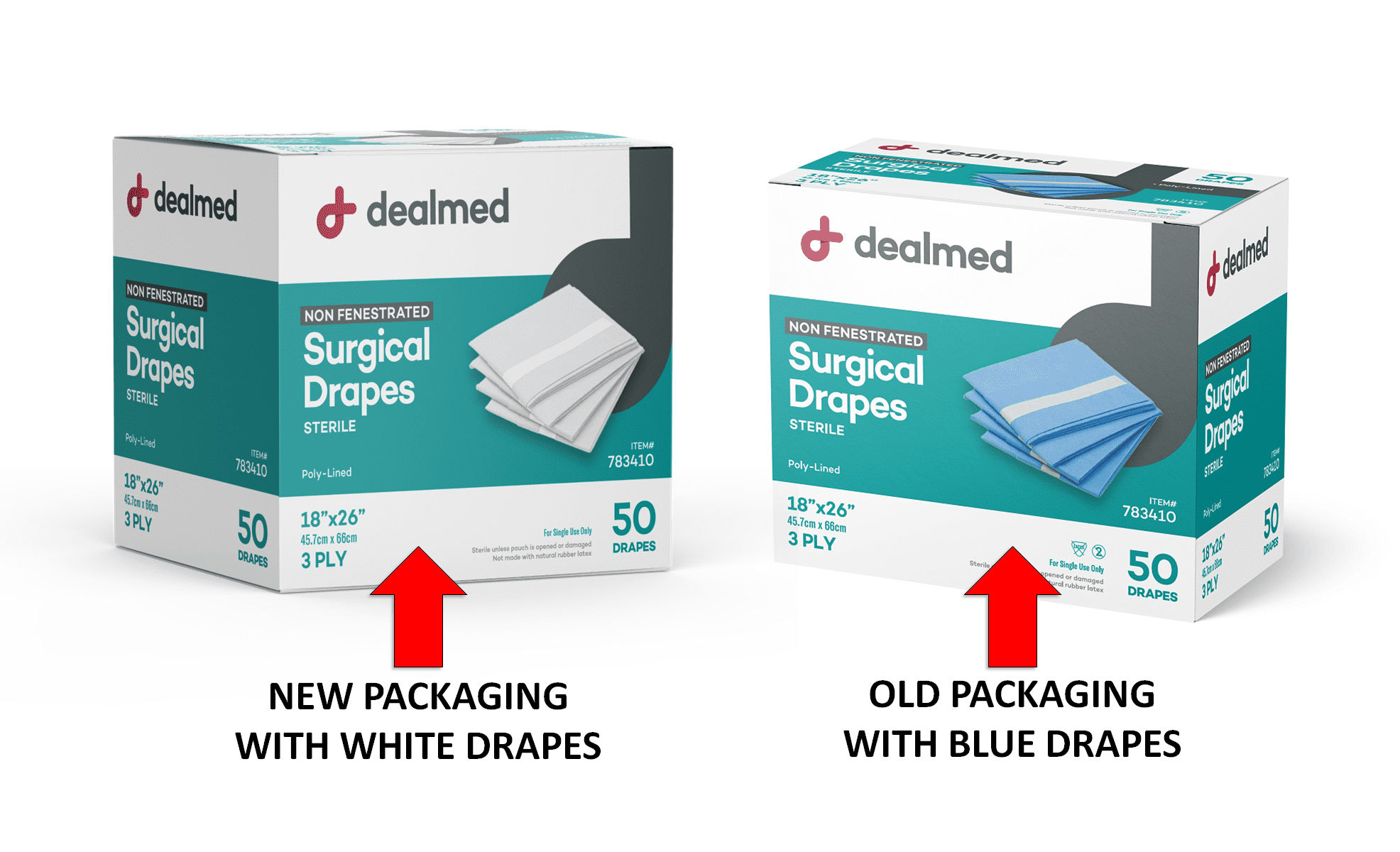 Dealmed Non-Fenestrated Surgical Drapes | Sterile 3-Ply 18" X 26" Poly-Lined Medical Sheets, Disposable Drapes for Surgical Procedures (Box of 50)