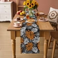 thumbnail image 2 of Orange Black Flowers Table Runner 72 Inches, Abstract Botanical Floral Plant Bed Runner Dresser Scarves Tabletop for Indoor Outdoor Parties/Ceremony/Banquet, 14" x 72", 2 of 9