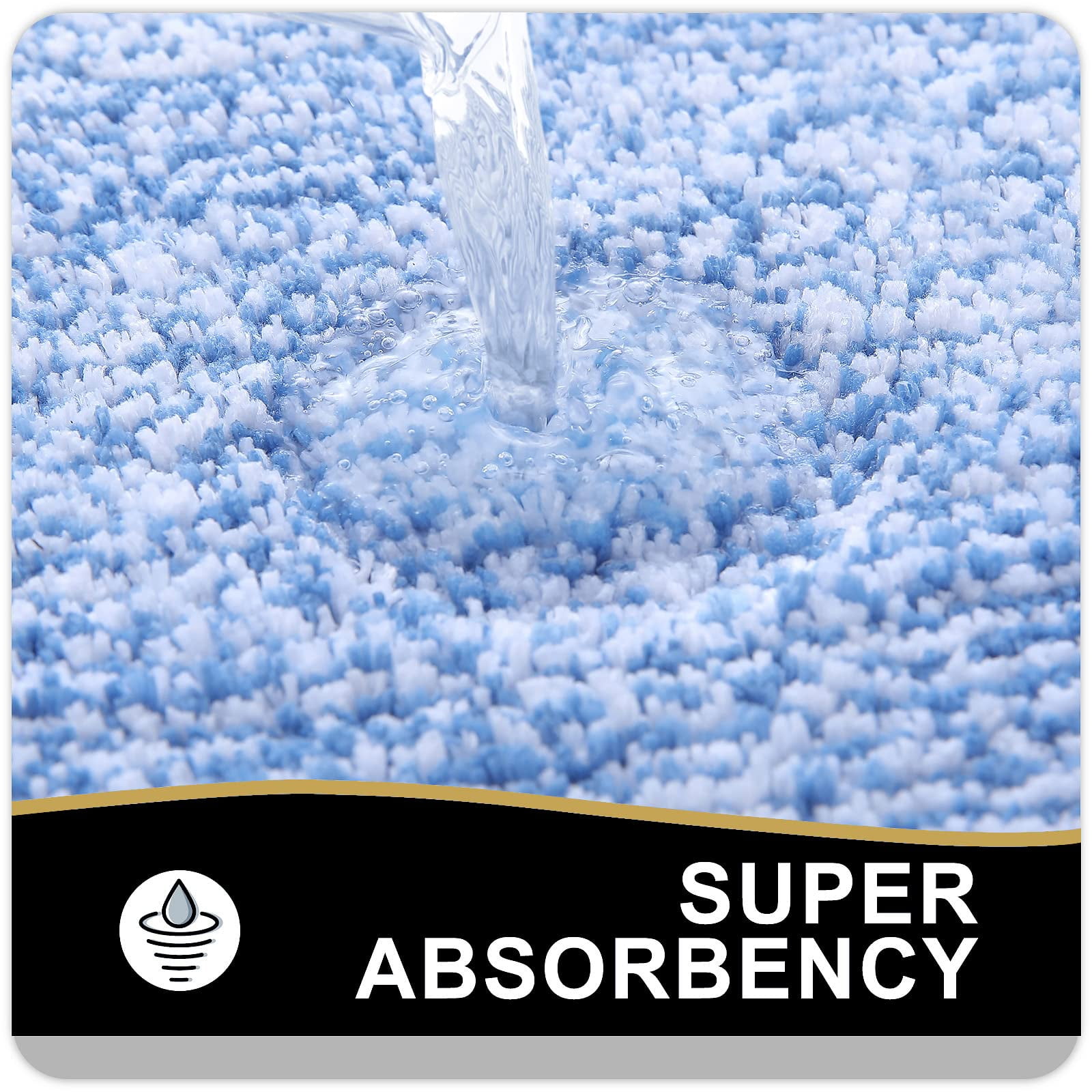 Buganda Bathroom Rugs and Mats, Extra Soft and Absorbent Microfiber Bath Mats, Non-Slip Shaggy Bath Carpets, 20x30, Blue