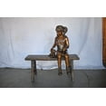 thumbnail image 2 of Nifao Young Girl with Her Puppy on Bench Reading Bronze Statue, Size – Home Office Decor Sculpture, 37"L x 17"W x 38"H, 2 of 12